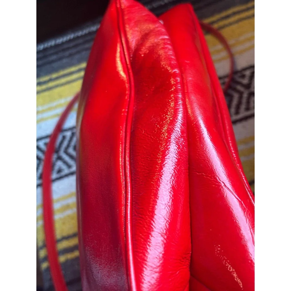 Kate Spade New York Red Patent Leather Satchel Crossbody Bag Glossy Red